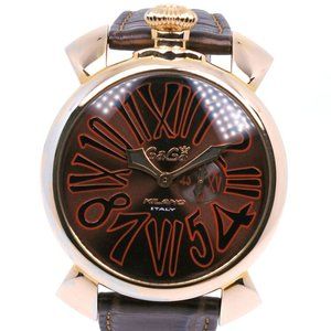 Gaga Milano Manure 46 Watches Brown/gold BrownDial Plated Gold/leather Qua.